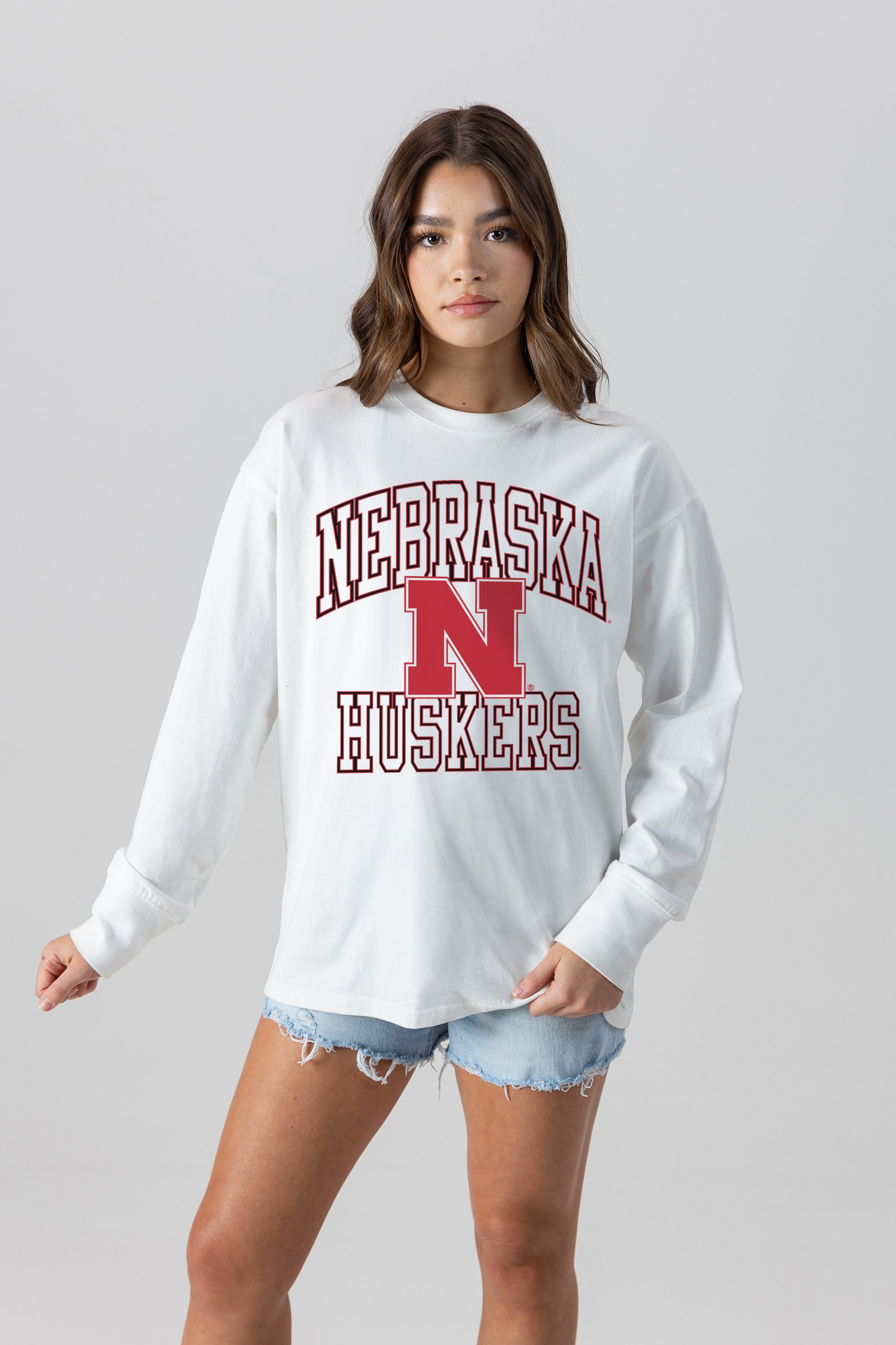 NEBRASKA CORNHUSKERS MIND GAMES OVERSIZED MIDWEIGHT LONG SLEEVE TEE