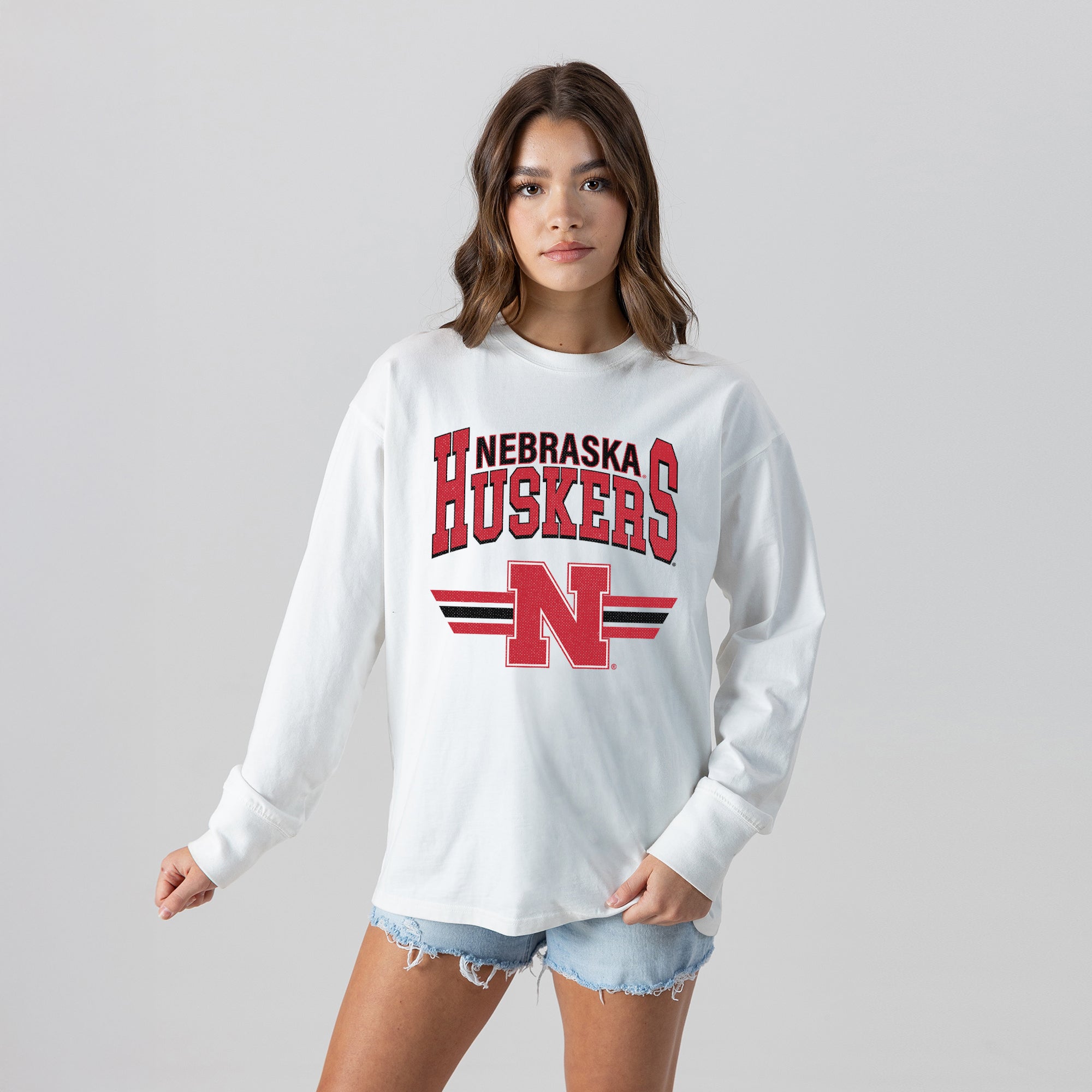 NEBRASKA CORNHUSKERS SWIFT STRIKE ESSENTIAL RELAXED FIT LONG SLEEVE TEE