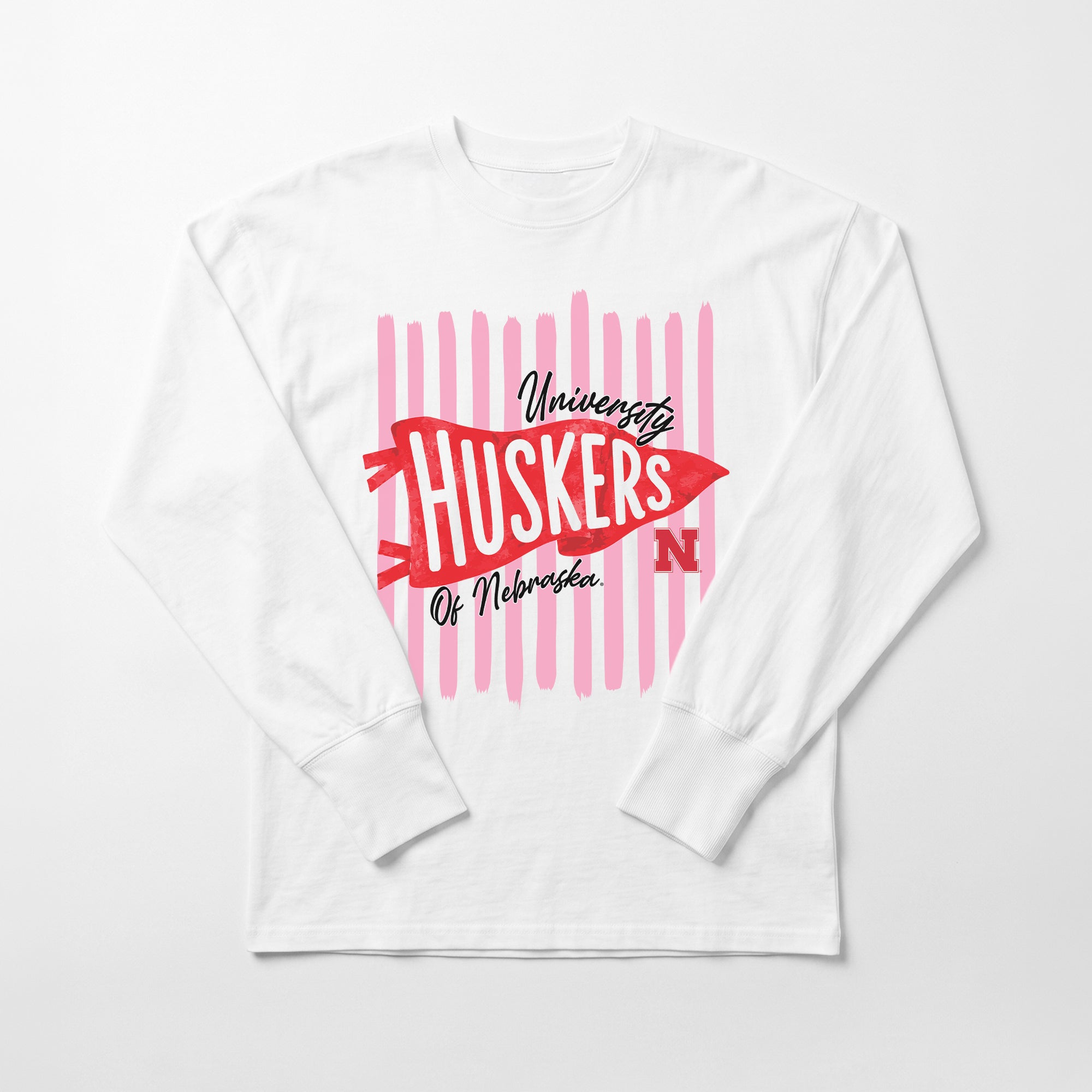 NEBRASKA CORNHUSKERS RALLY STRIPE ESSENTIAL RELAXED FIT LONG SLEEVE TEE