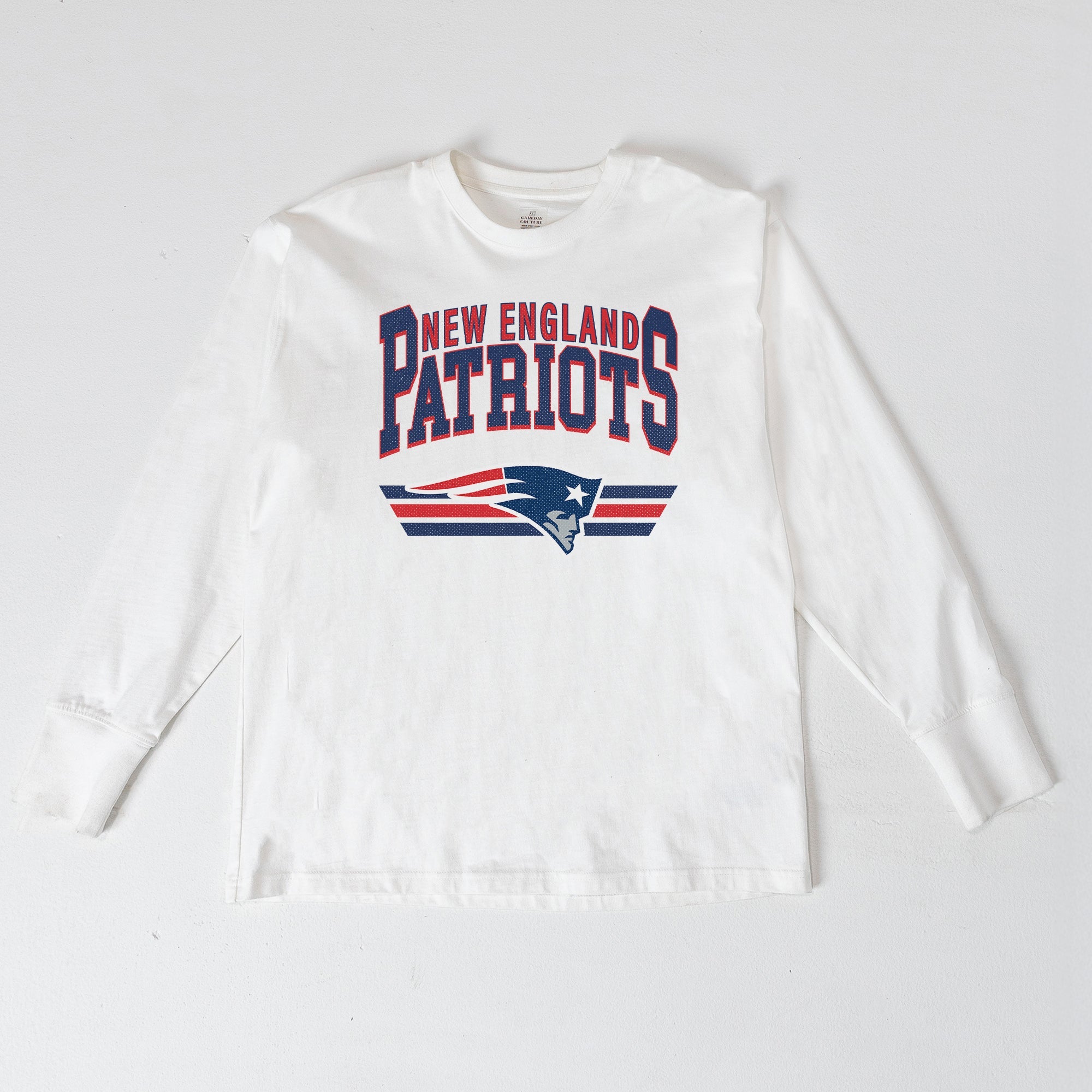 NEW ENGLAND PATRIOTS SWIFT STRIKE ESSENTIAL RELAXED FIT LONG SLEEVE TEE