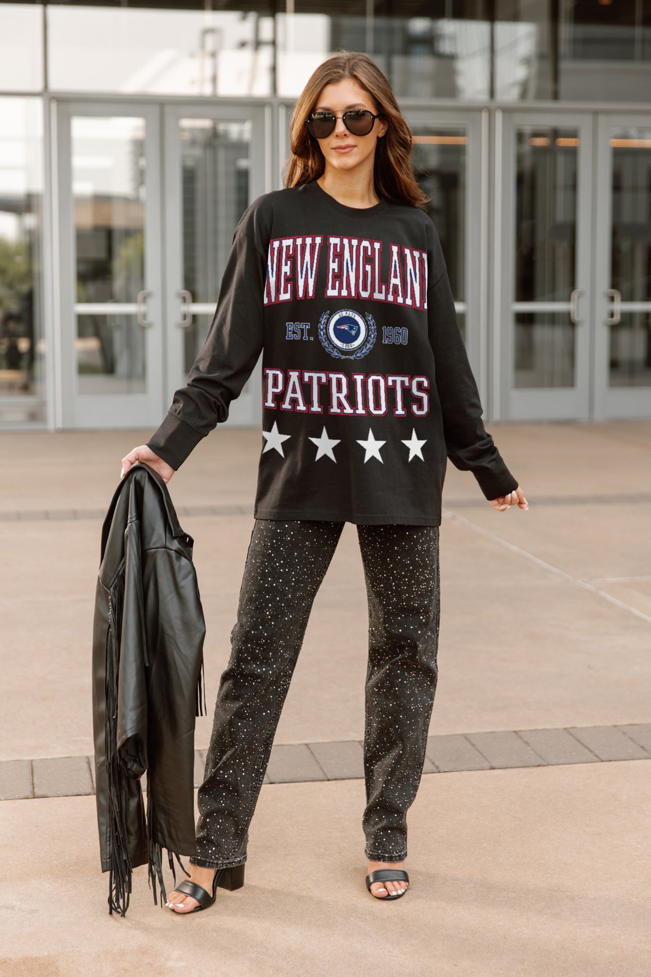 NEW ENGLAND PATRIOTS EVERYDAY STAR ESSENTIAL RELAXED FIT LONG SLEEVE TEE