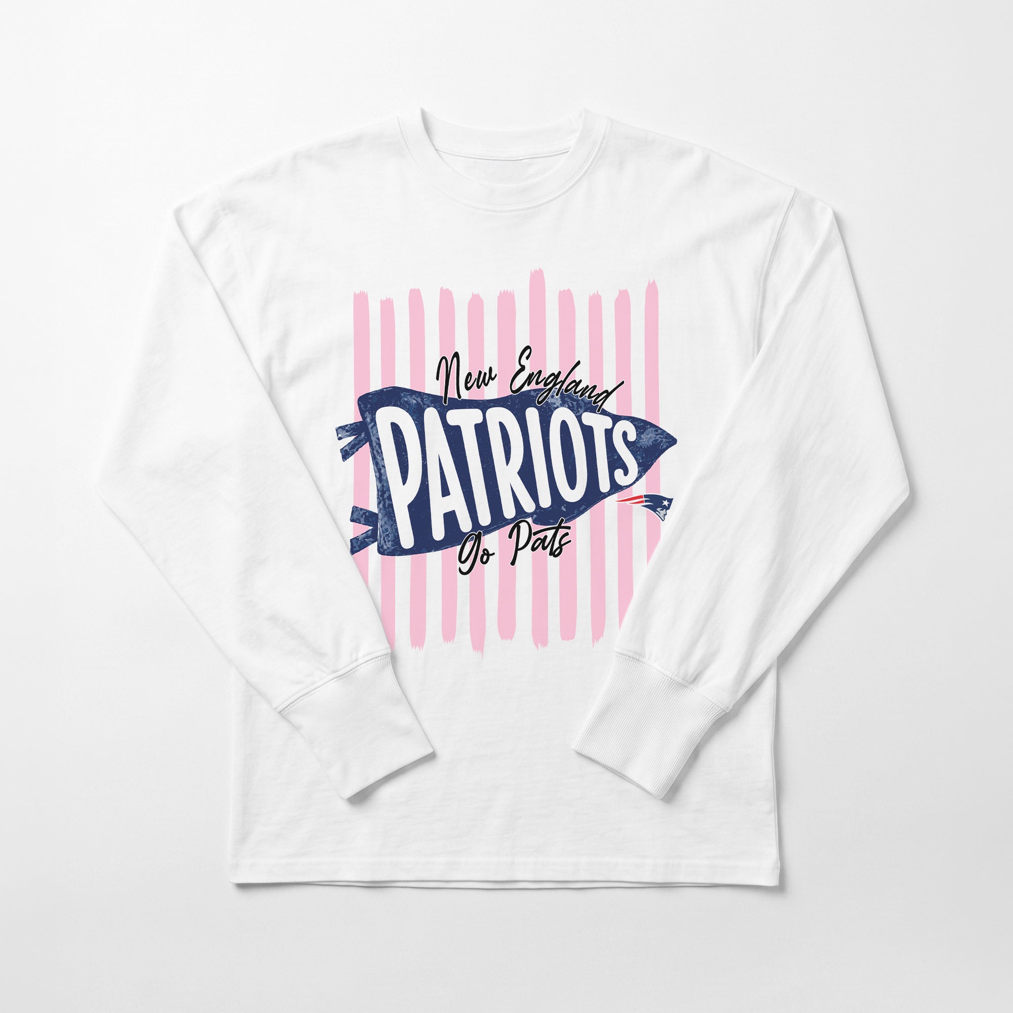 NEW ENGLAND PATRIOTS RALLY STRIPE OVERSIZED LONG SLEEVE TEE