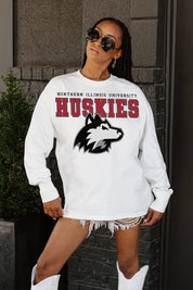 NORTHERN ILLINOIS HUSKIES BIG GOALS OVERSIZED LONG SLEEVE TEE WITH RIBBED NECKLINE AND CUFFS