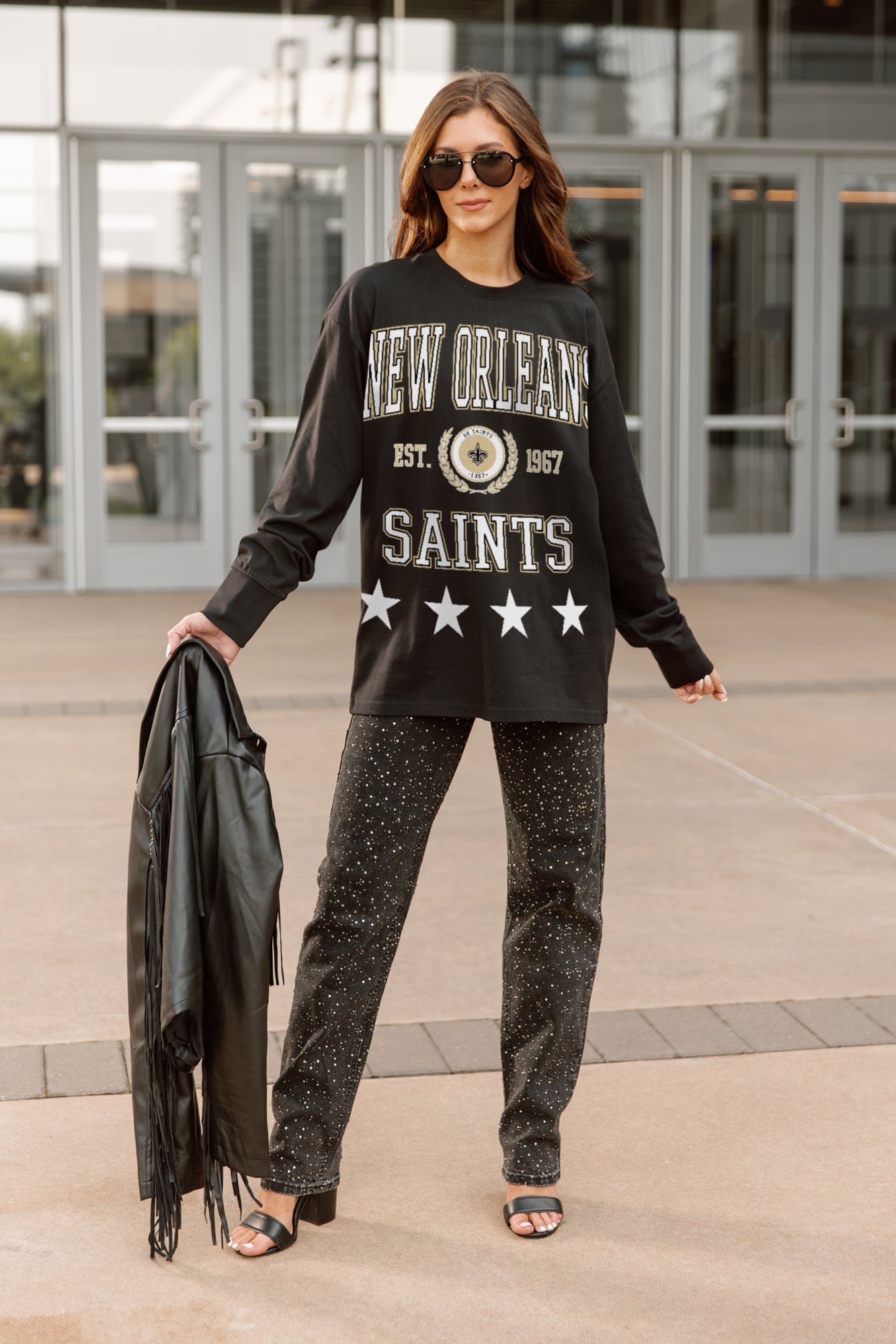 NEW ORLEANS SAINTS EVERYDAY STAR ESSENTIAL RELAXED FIT LONG SLEEVE TEE