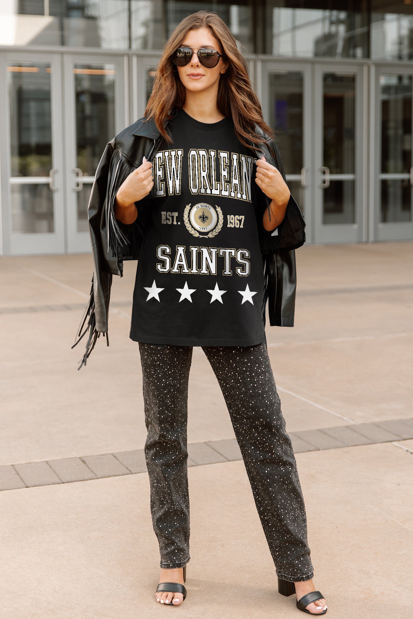 NEW ORLEANS SAINTS EVERYDAY STAR ESSENTIAL RELAXED FIT LONG SLEEVE TEE
