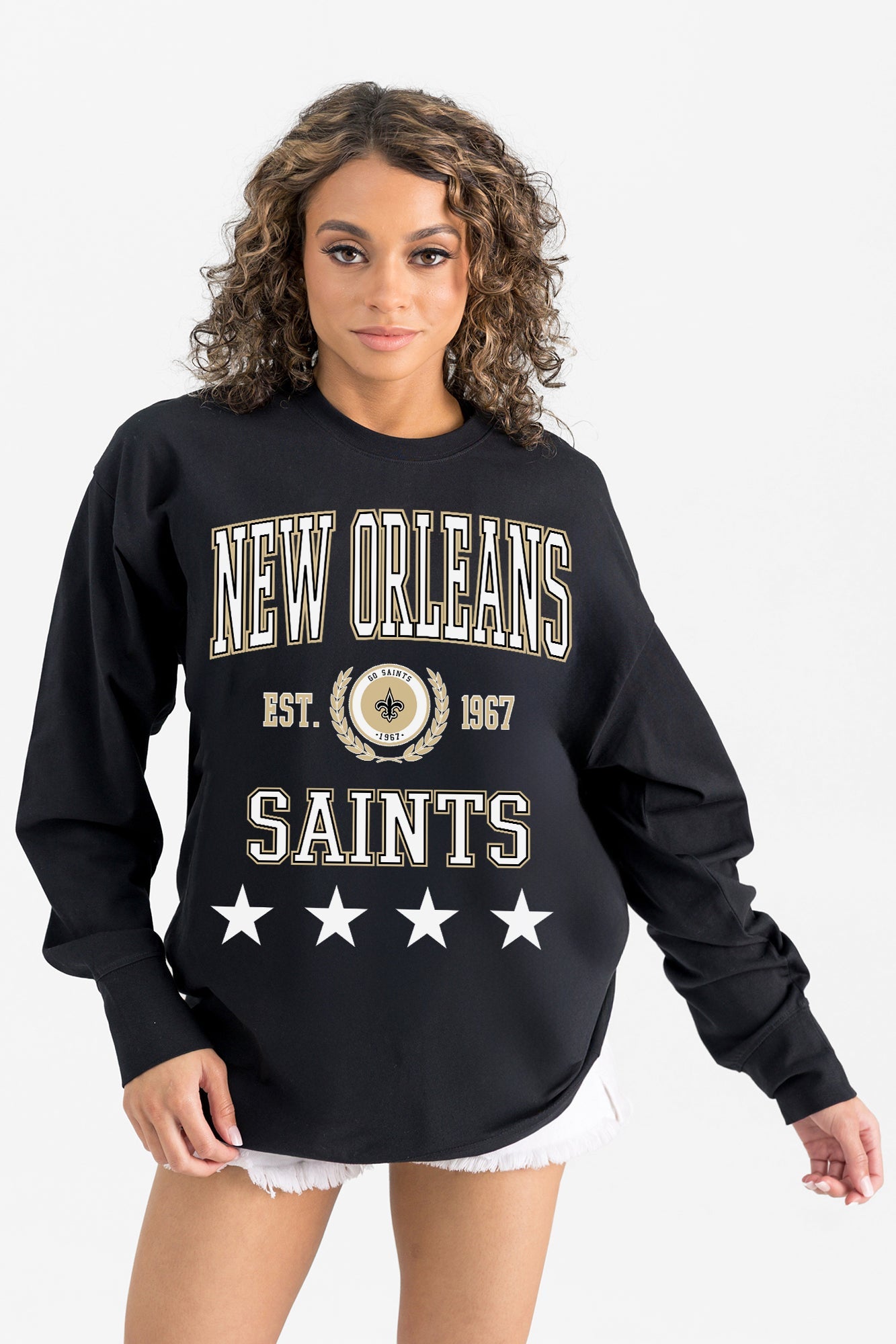 NEW ORLEANS SAINTS EVERYDAY STAR ESSENTIAL RELAXED FIT LONG SLEEVE TEE