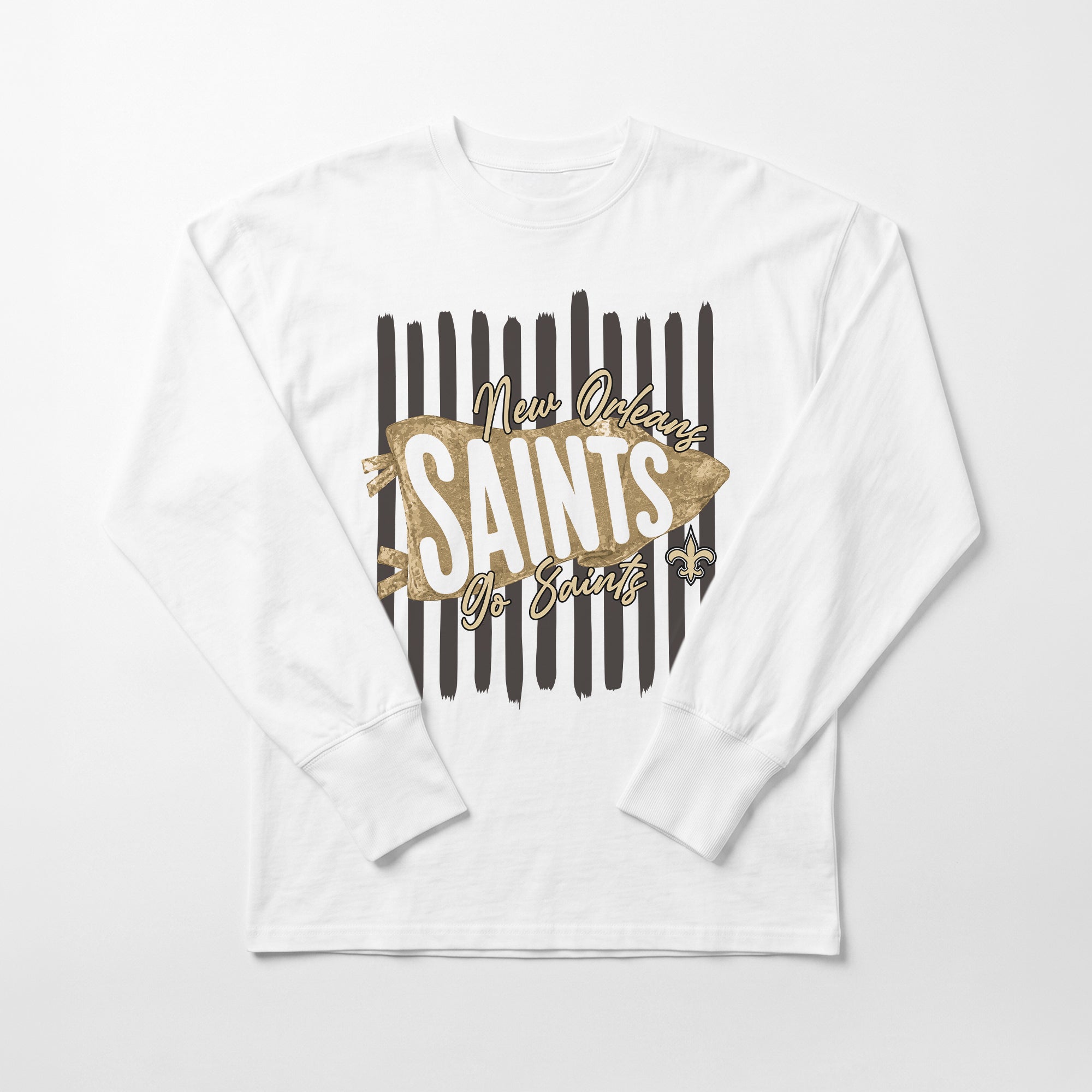 NEW ORLEANS SAINTS RALLY STRIPE OVERSIZED LONG SLEEVE TEE