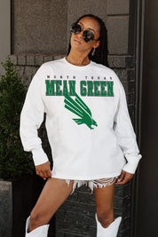 NORTH TEXAS MEAN GREEN BIG GOALS OVERSIZED LONG SLEEVE TEE WITH RIBBED NECKLINE AND CUFFS