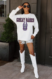 ALBANY GREAT DANES BIG GOALS OVERSIZED LONG SLEEVE TEE WITH RIBBED NECKLINE AND CUFFS