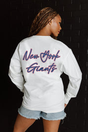 NEW YORK GIANTS DOUBLE MOVE OVERSIZED MIDWEIGHT LONG SLEEVE TEE