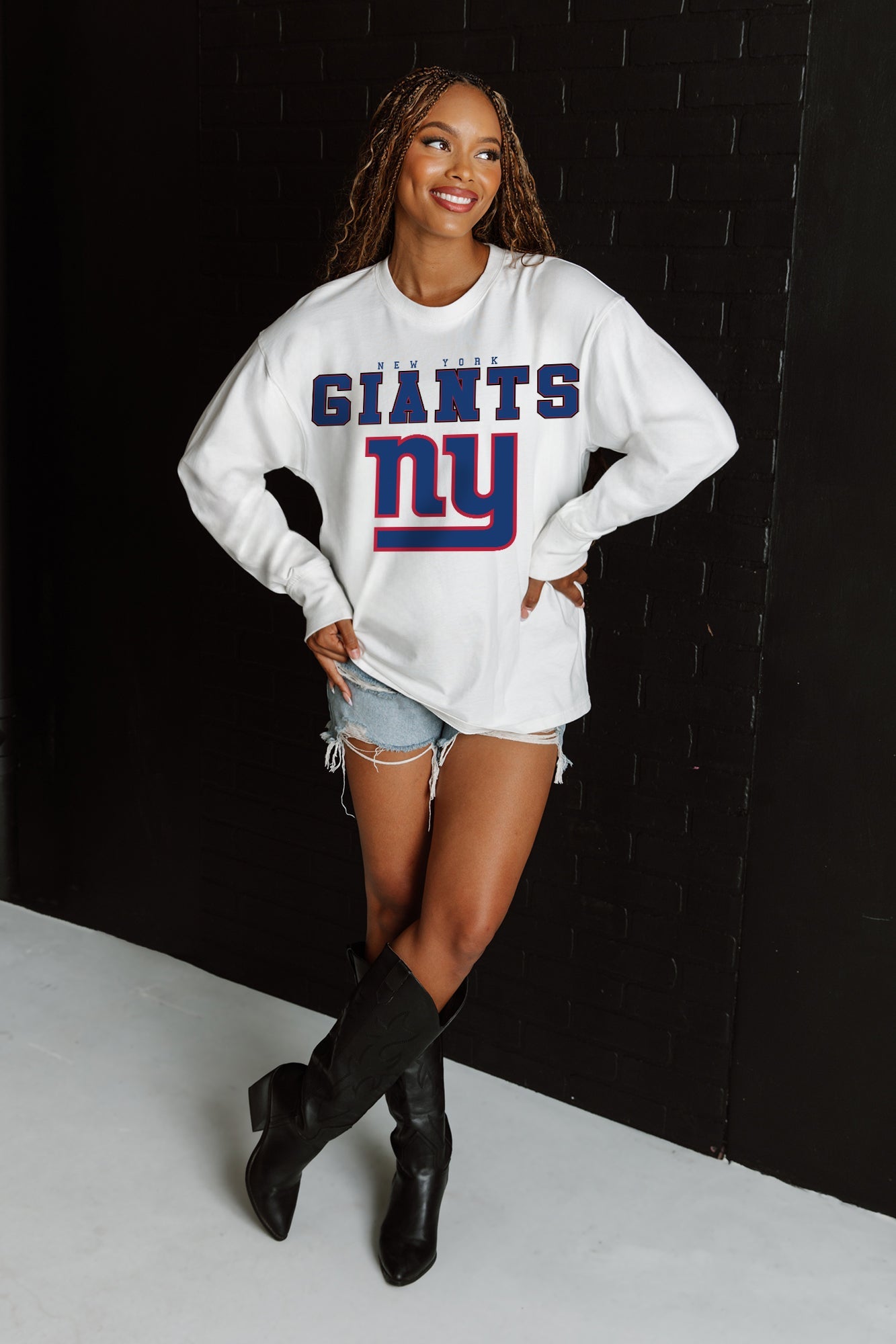 NEW YORK GIANTS BIG GOALS OVERSIZED MIDWEIGHT LONG SLEEVE TEE