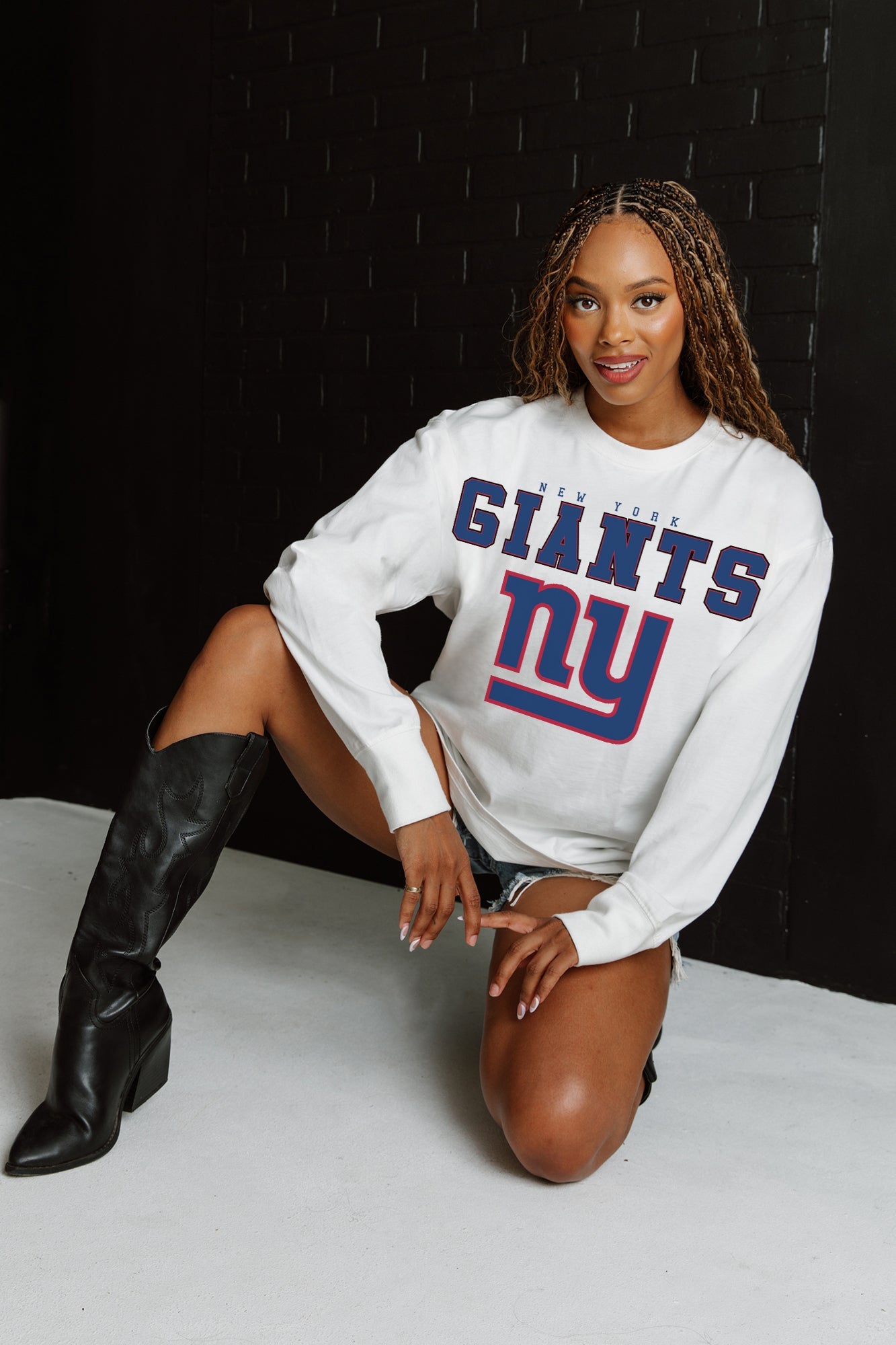 NEW YORK GIANTS BIG GOALS OVERSIZED MIDWEIGHT LONG SLEEVE TEE