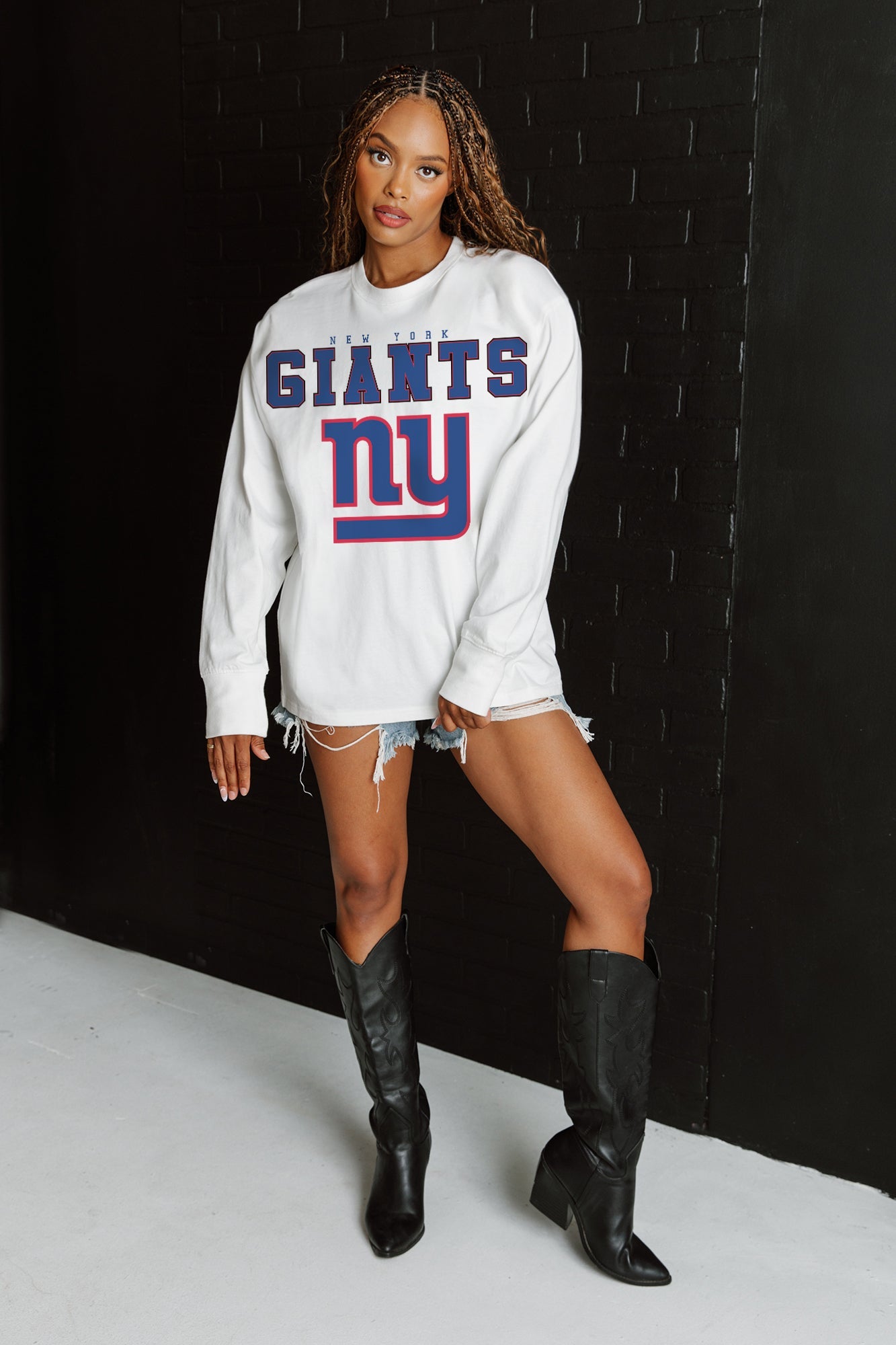 NEW YORK GIANTS BIG GOALS OVERSIZED MIDWEIGHT LONG SLEEVE TEE