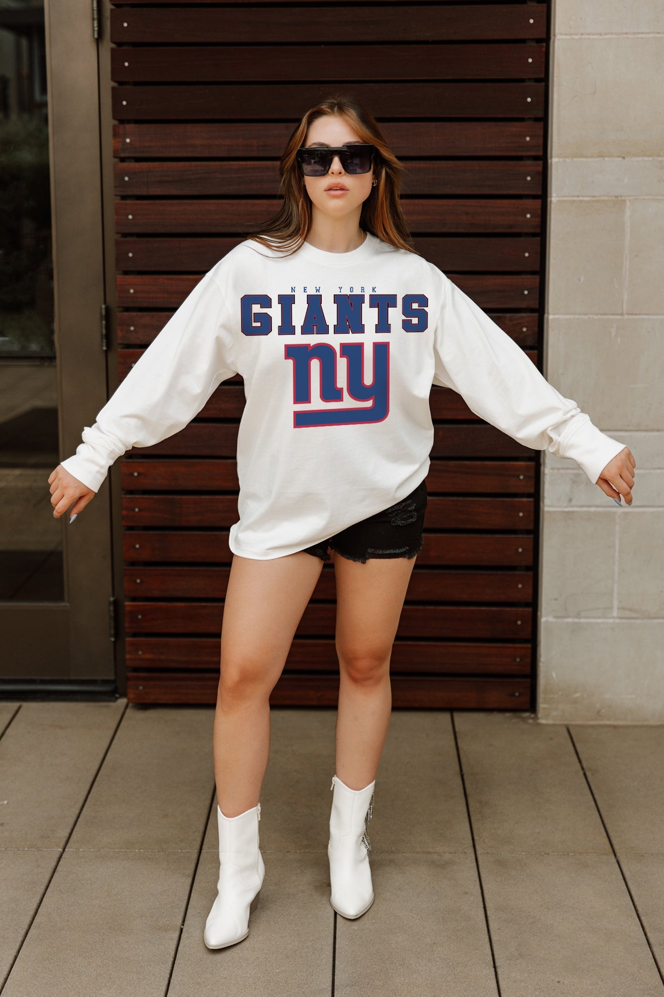 NEW YORK GIANTS BIG GOALS OVERSIZED MIDWEIGHT LONG SLEEVE TEE