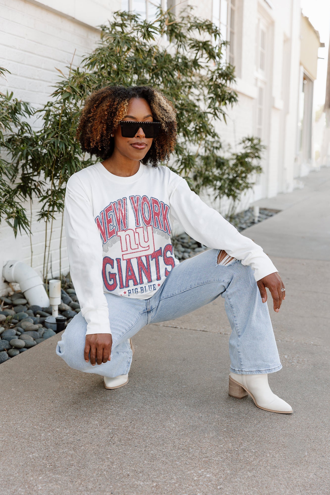 NEW YORK GIANTS TIME OUT OVERSIZED MIDWEIGHT LONG SLEEVE TEE