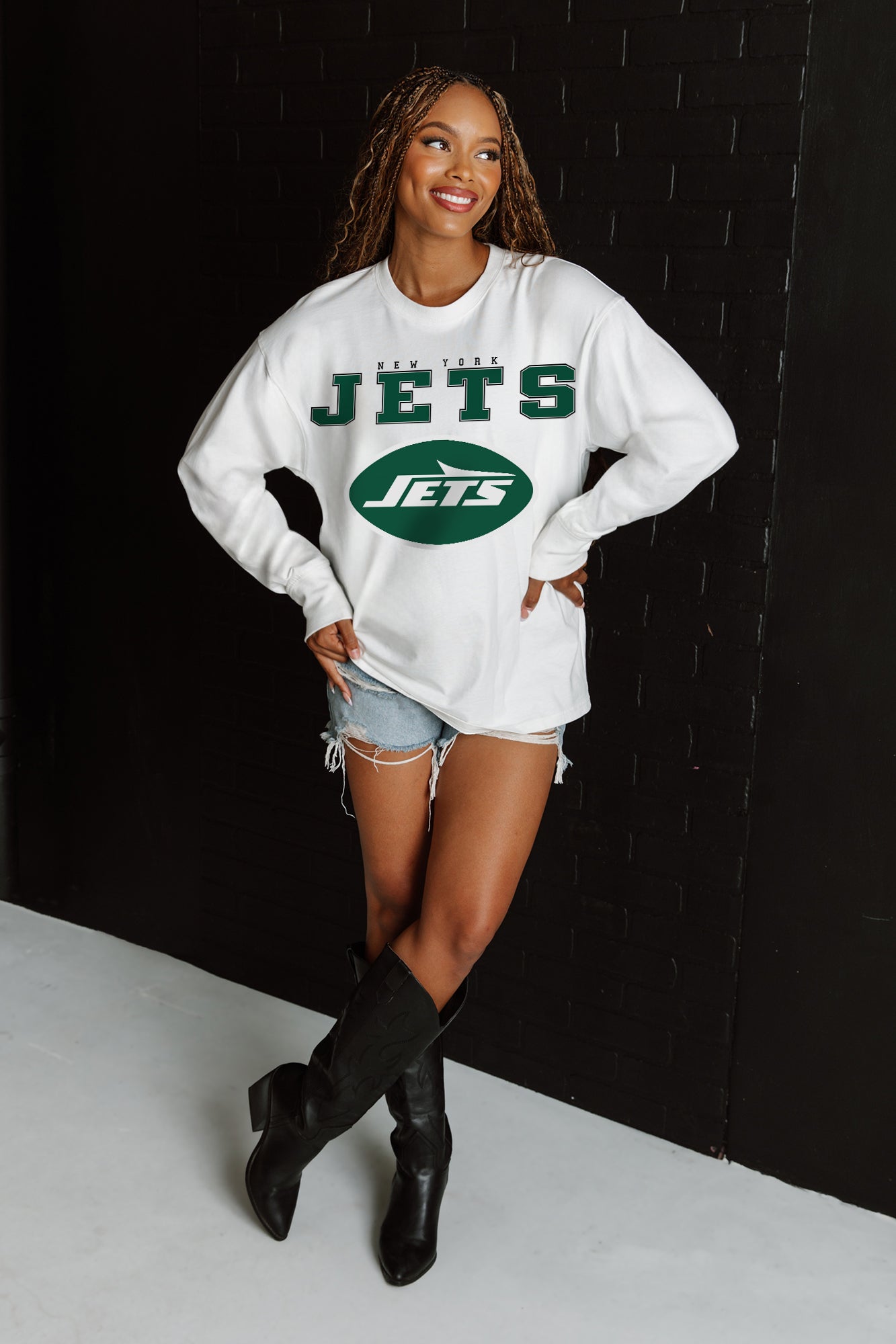 NEW YORK JETS BIG GOALS OVERSIZED MIDWEIGHT LONG SLEEVE TEE