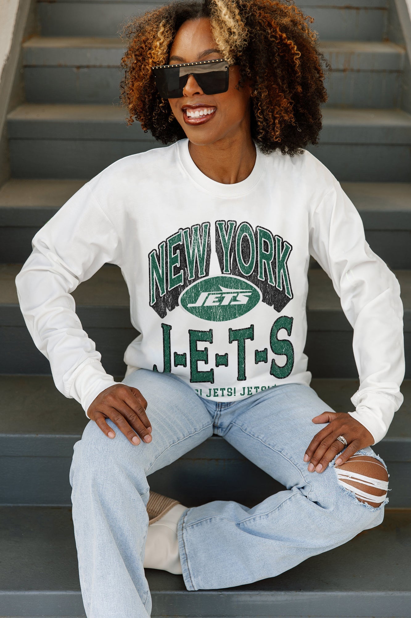 NEW YORK JETS TIME OUT OVERSIZED MIDWEIGHT LONG SLEEVE TEE
