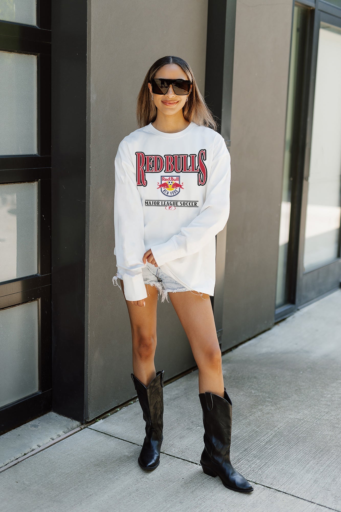 NEW YORK RED BULLS SHINING SPIRIT OVERSIZED MIDWEIGHT LONG SLEEVE TEE