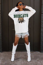 OHIO BOBCATS BIG GOALS OVERSIZED LONG SLEEVE TEE WITH RIBBED NECKLINE AND CUFFS