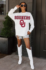 OKLAHOMA SOONERS BIG GOALS OVERSIZED LONG SLEEVE TEE WITH RIBBED NECKLINE AND CUFFS