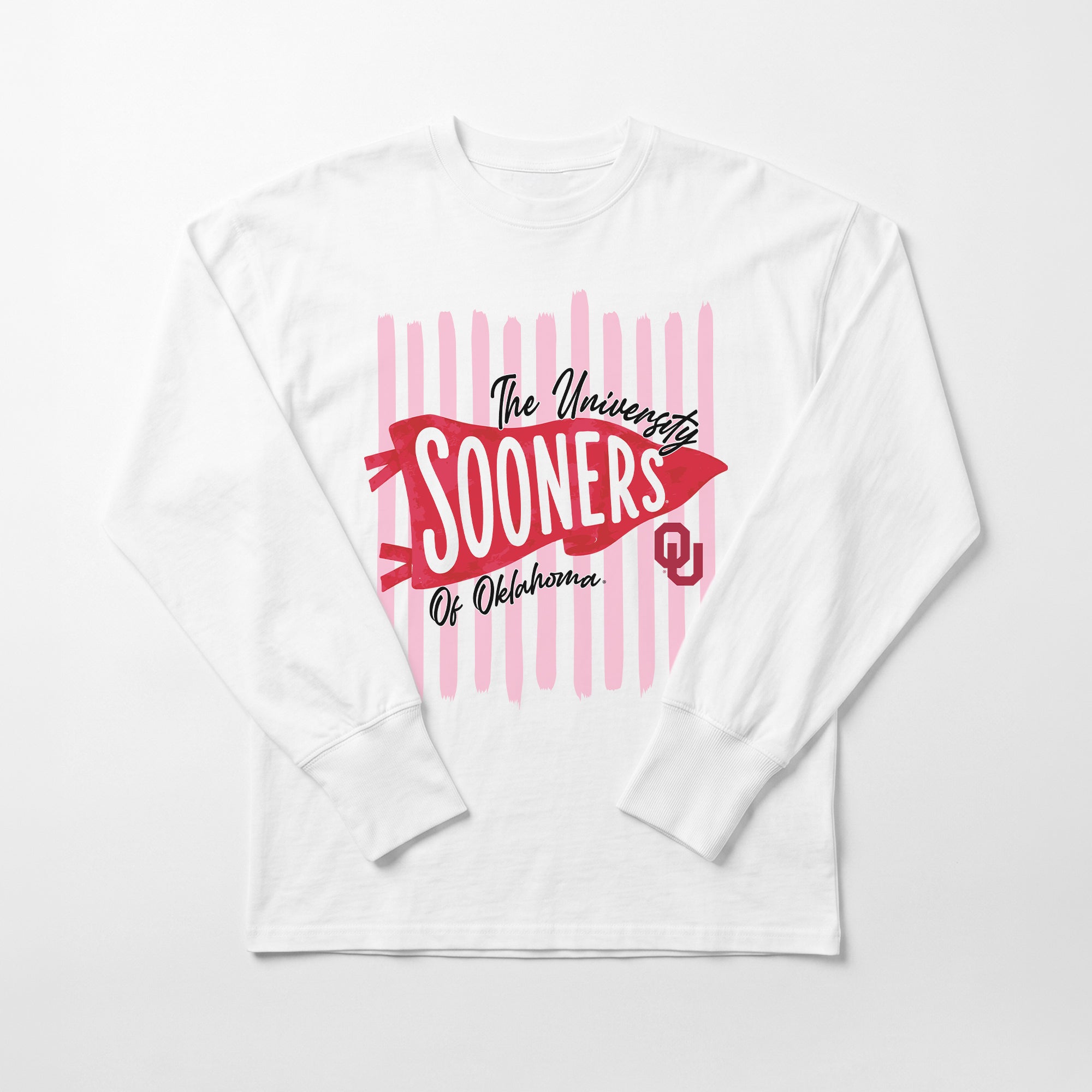 OKLAHOMA SOONERS RALLY STRIPE ESSENTIAL RELAXED FIT LONG SLEEVE TEE
