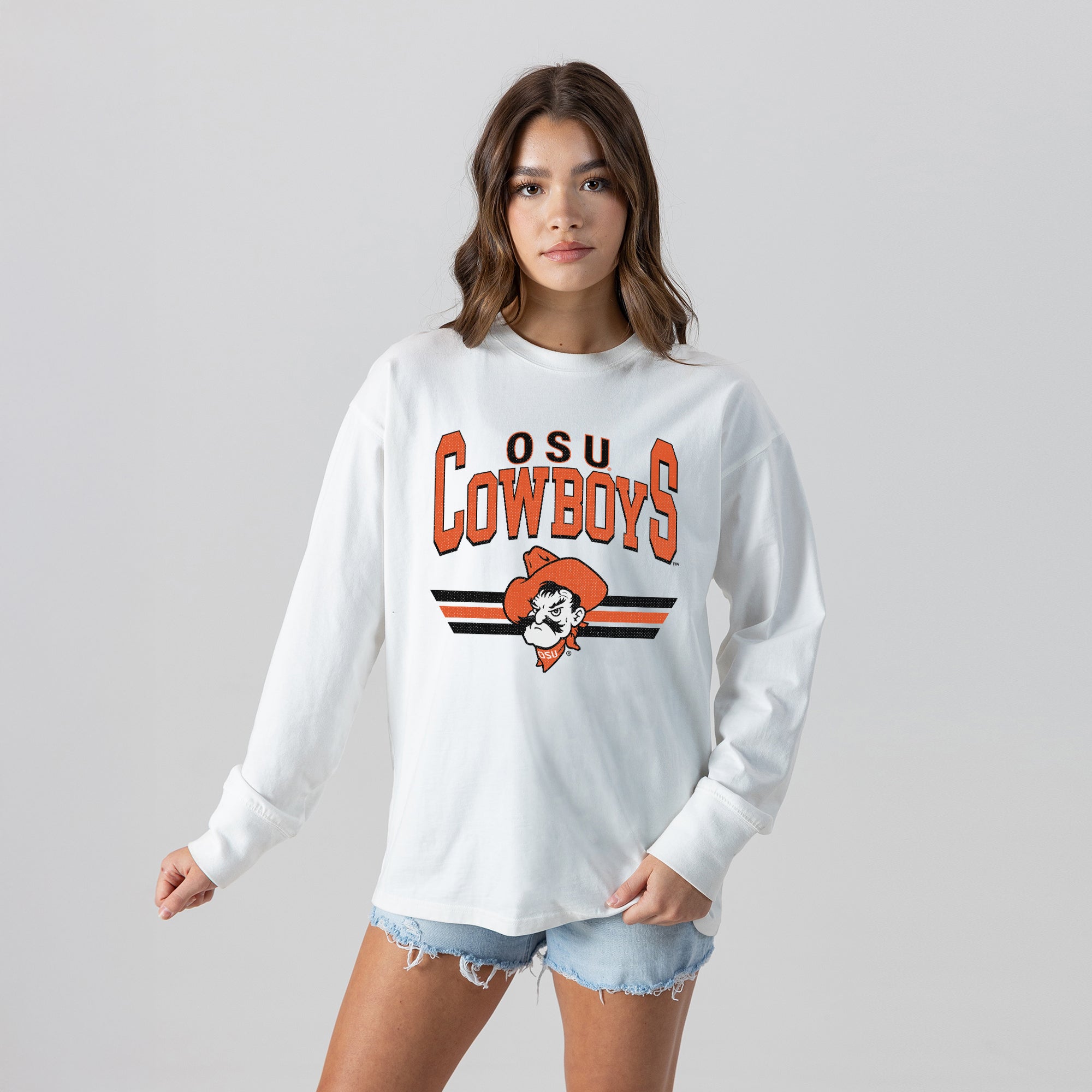 OKLAHOMA STATE COWBOYS SWIFT STRIKE ESSENTIAL RELAXED FIT LONG SLEEVE TEE