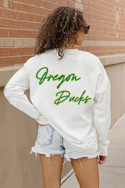 OREGON DUCKS DOUBLE MOVE OVERSIZED LONG SLEEVE TEE WITH RIBBED NECKLINE AND CUFFS