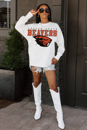 OREGON STATE BEAVERS BIG GOALS OVERSIZED LONG SLEEVE TEE WITH RIBBED NECKLINE AND CUFFS