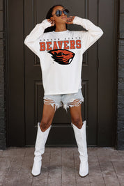 OREGON STATE BEAVERS BIG GOALS OVERSIZED LONG SLEEVE TEE WITH RIBBED NECKLINE AND CUFFS
