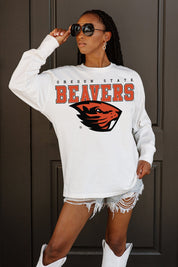 OREGON STATE BEAVERS BIG GOALS OVERSIZED LONG SLEEVE TEE WITH RIBBED NECKLINE AND CUFFS