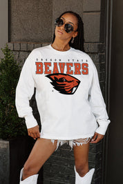 OREGON STATE BEAVERS BIG GOALS OVERSIZED LONG SLEEVE TEE WITH RIBBED NECKLINE AND CUFFS