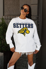 PACE SETTERS BIG GOALS OVERSIZED LONG SLEEVE TEE WITH RIBBED NECKLINE AND CUFFS