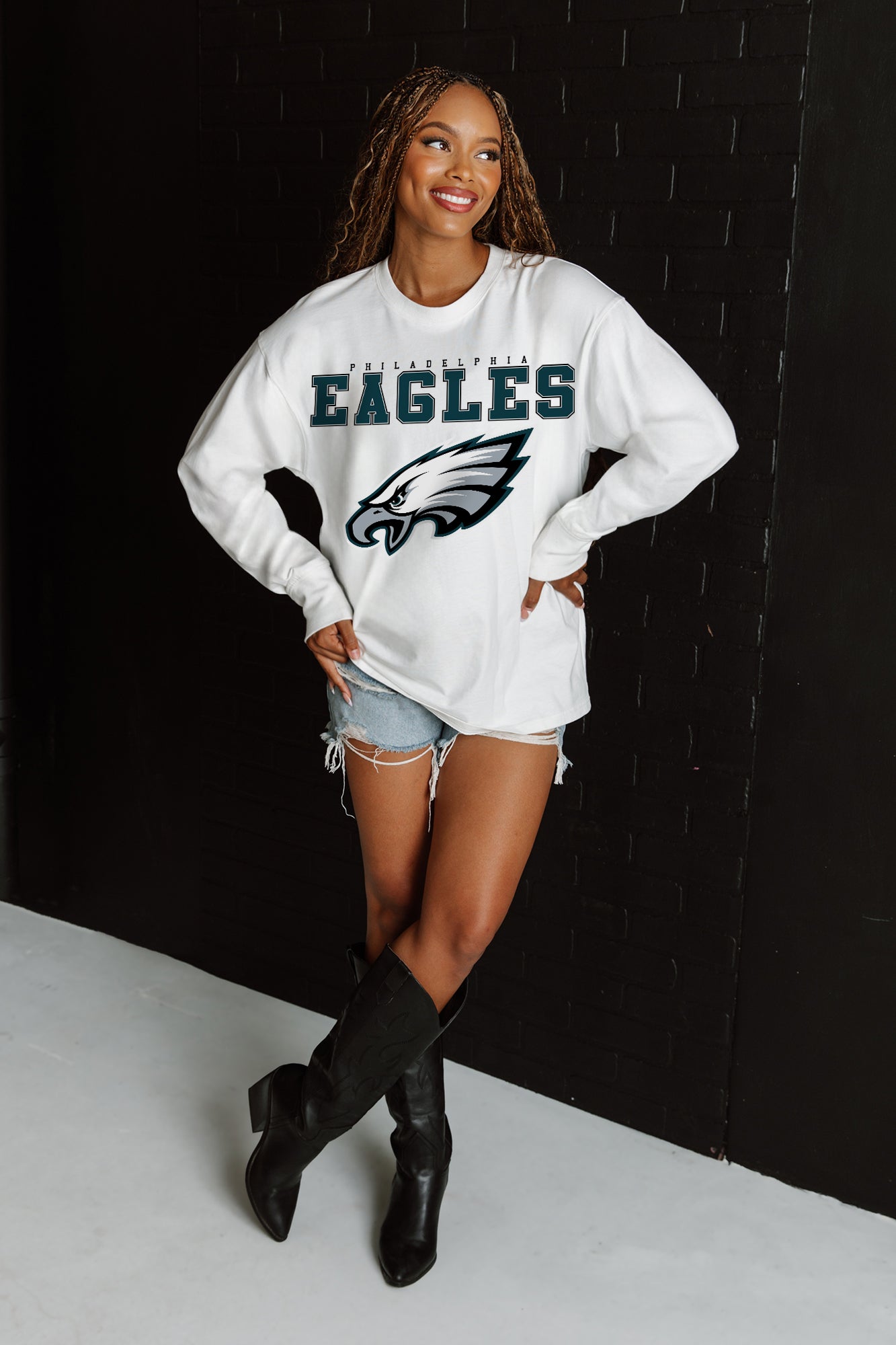 PHILADELPHIA EAGLES BIG GOALS OVERSIZED MIDWEIGHT LONG SLEEVE TEE