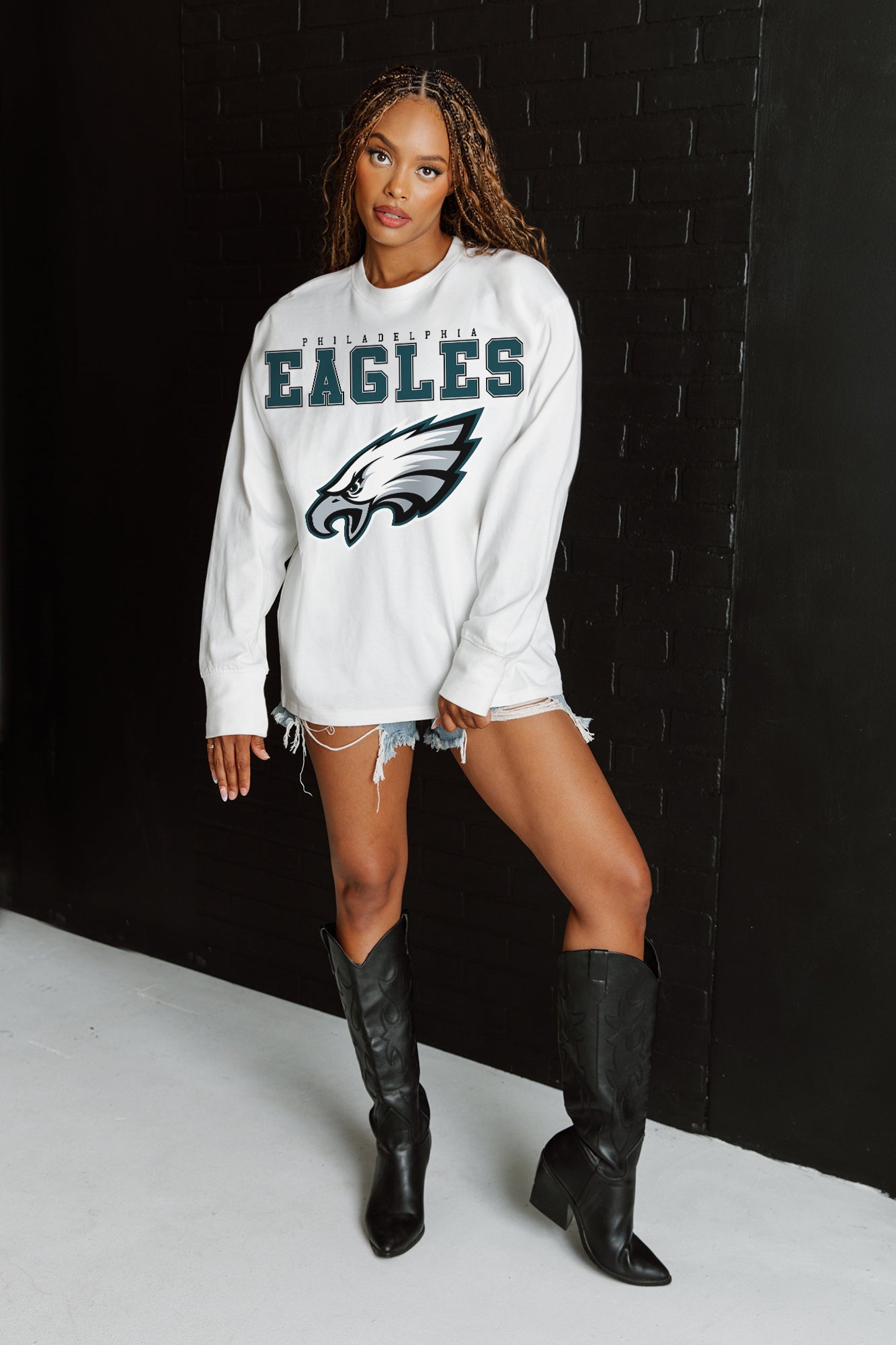 PHILADELPHIA EAGLES BIG GOALS OVERSIZED MIDWEIGHT LONG SLEEVE TEE
