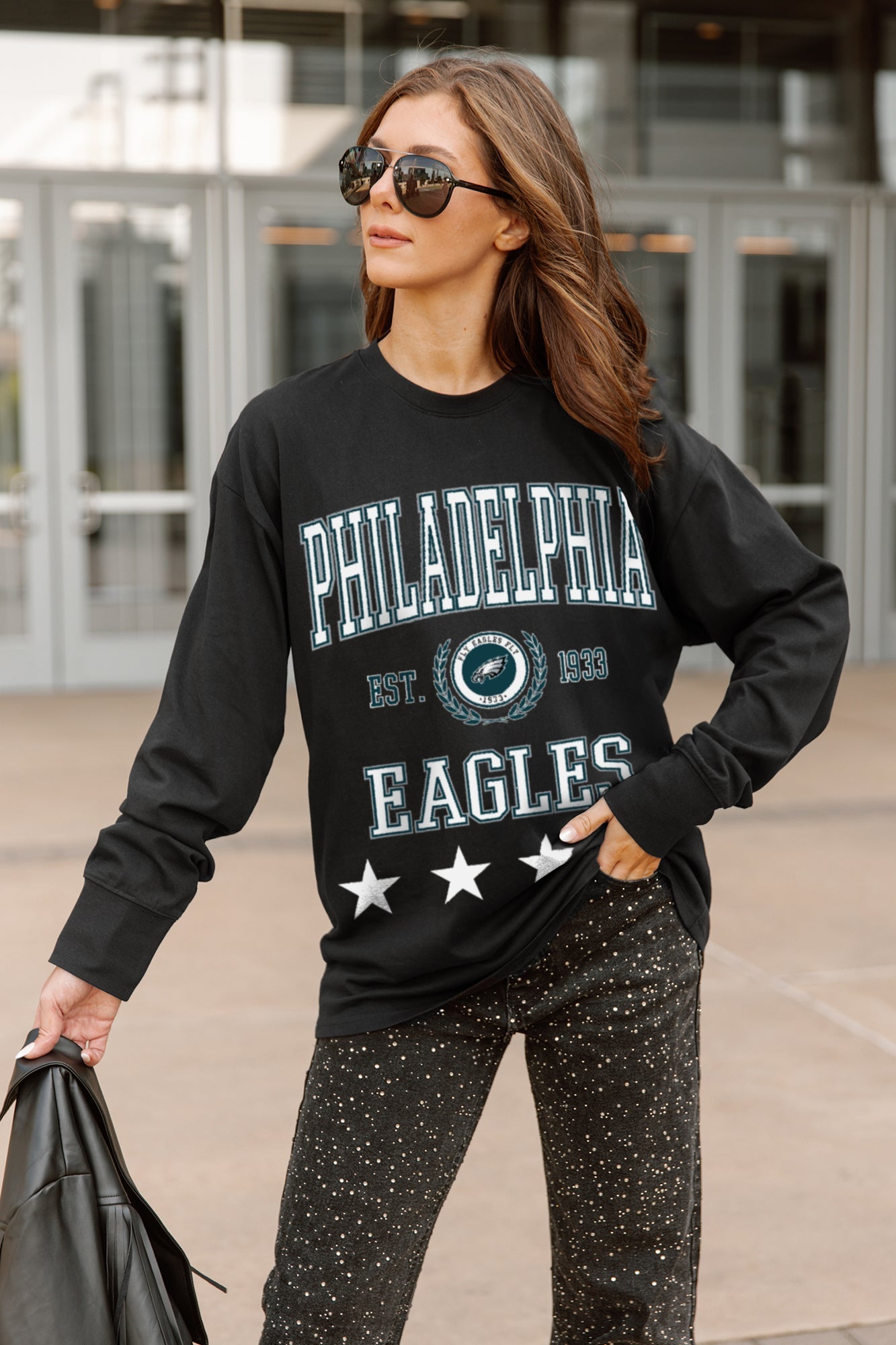 PHILADELPHIA EAGLES EVERYDAY STAR ESSENTIAL RELAXED FIT LONG SLEEVE TEE