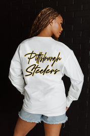 PITTSBURGH STEELERS DOUBLE MOVE OVERSIZED MIDWEIGHT LONG SLEEVE TEE