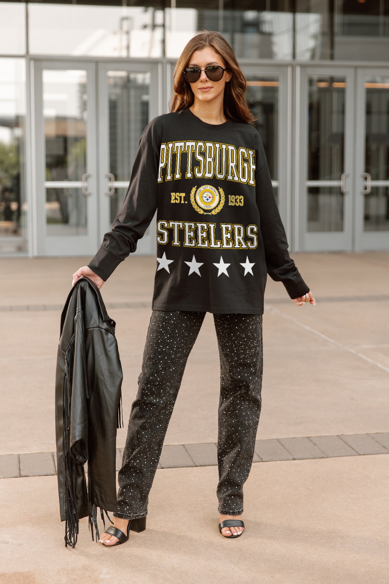 PITTSBURGH STEELERS EVERYDAY STAR ESSENTIAL RELAXED FIT LONG SLEEVE TEE
