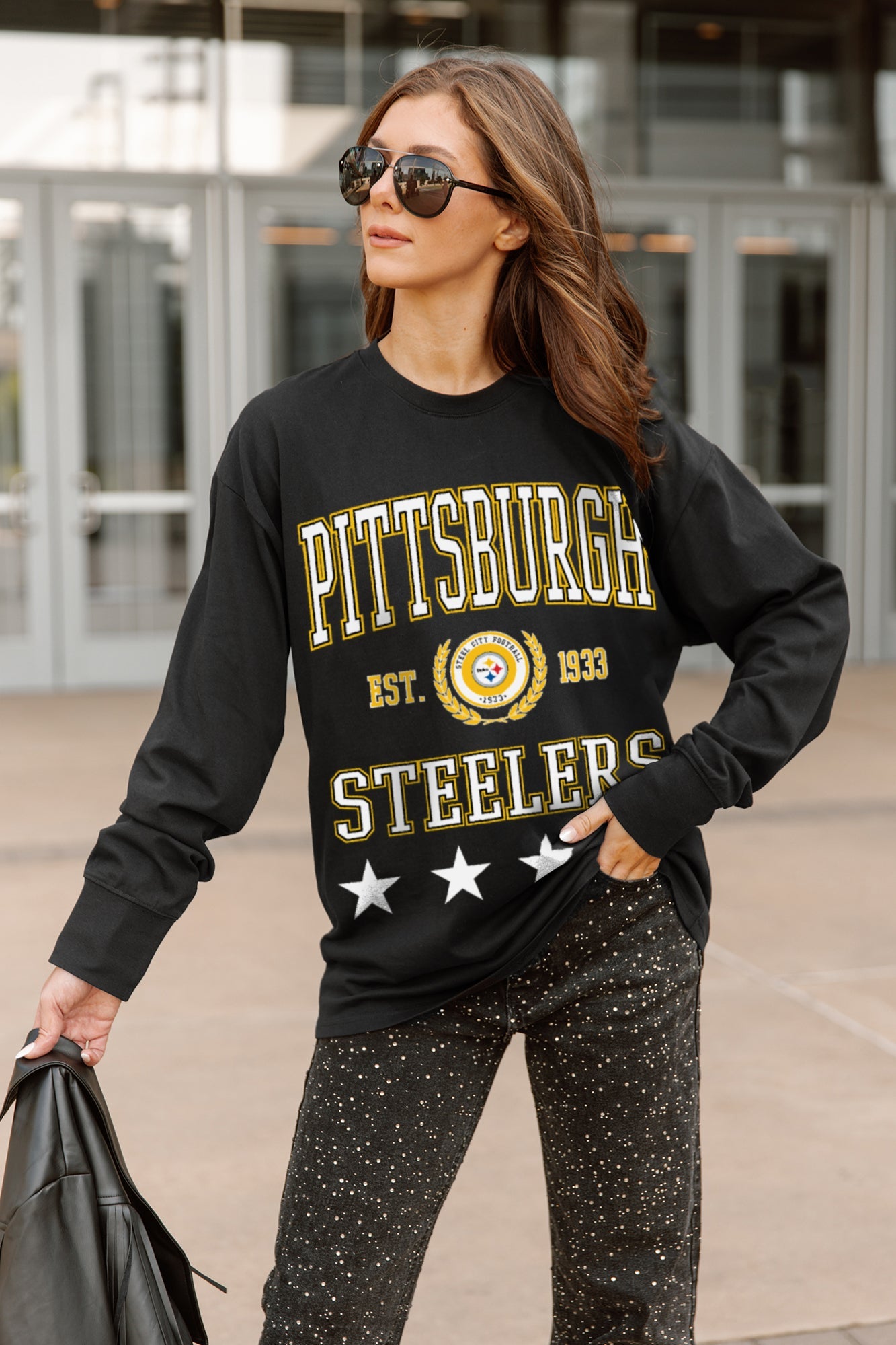 PITTSBURGH STEELERS EVERYDAY STAR ESSENTIAL RELAXED FIT LONG SLEEVE TEE