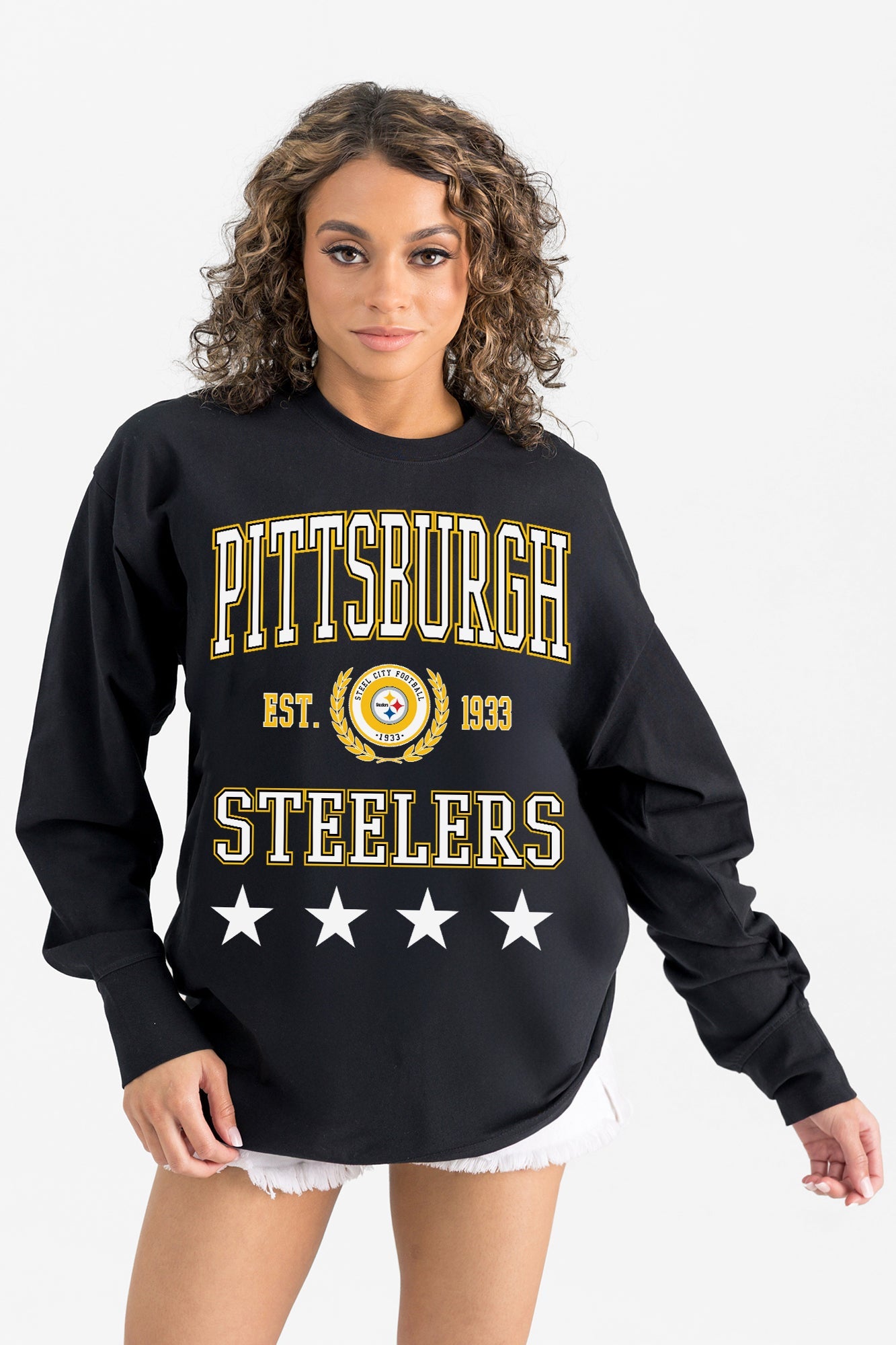 PITTSBURGH STEELERS EVERYDAY STAR ESSENTIAL RELAXED FIT LONG SLEEVE TEE