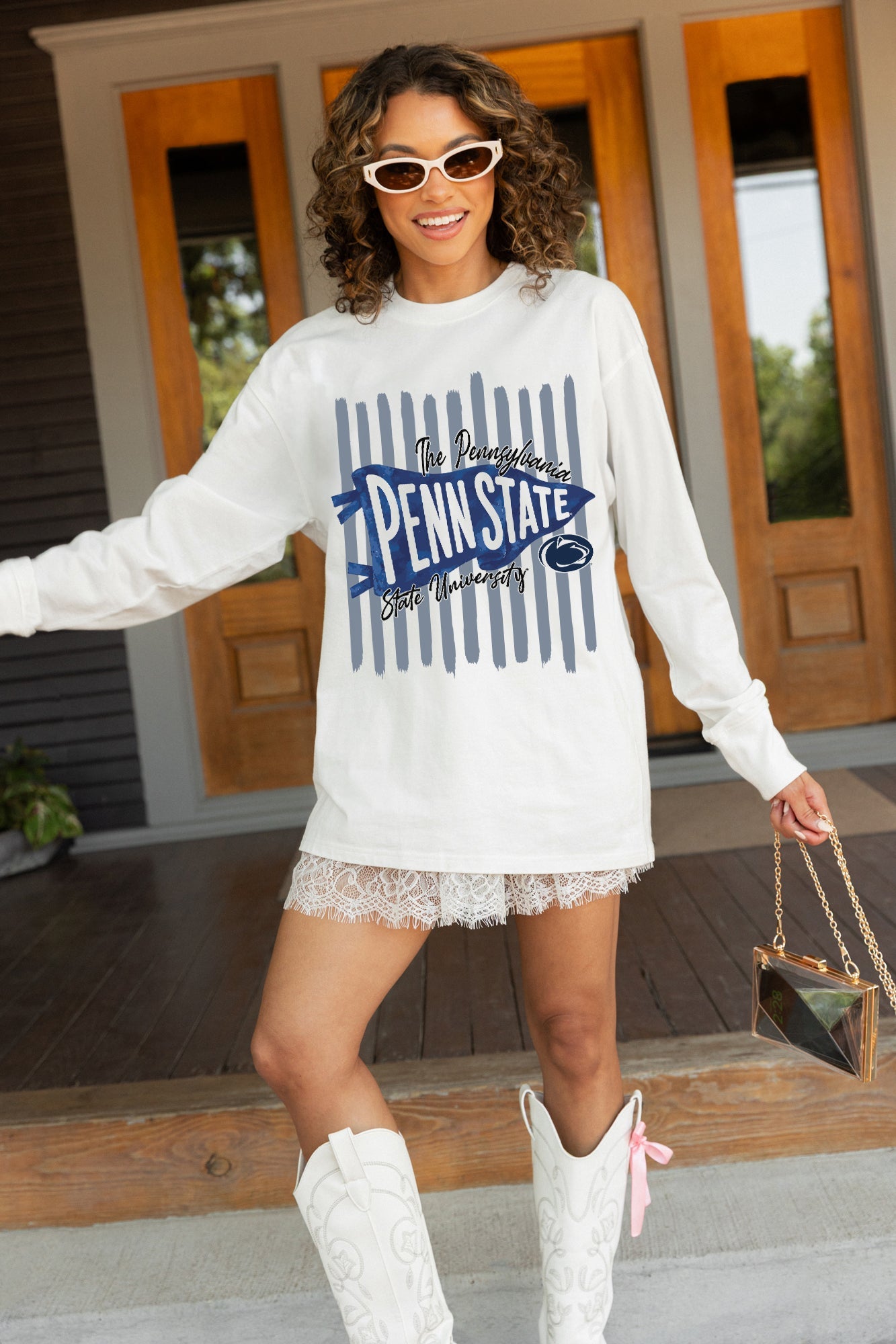 PENN STATE NITTANY LIONS RALLY STRIPE ESSENTIAL RELAXED FIT LONG SLEEVE TEE