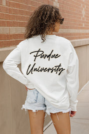 PURDUE BOILERMAKERS DOUBLE MOVE OVERSIZED LONG SLEEVE TEE WITH RIBBED NECKLINE AND CUFFS