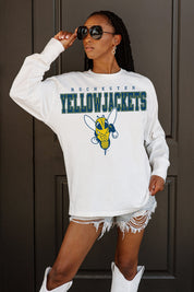ROCHESTER YELLOWJACKETS BIG GOALS OVERSIZED LONG SLEEVE TEE WITH RIBBED NECKLINE AND CUFFS