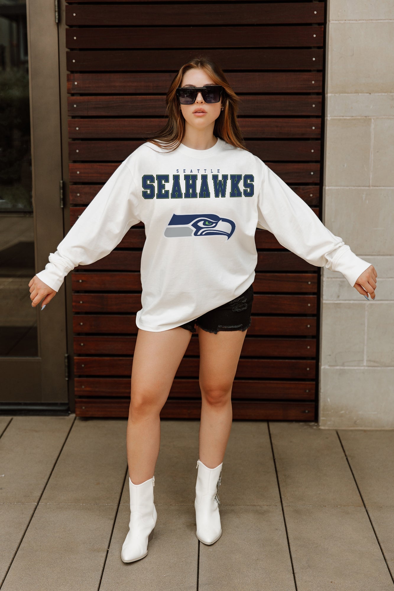 SEATTLE SEAHAWKS BIG GOALS OVERSIZED MIDWEIGHT LONG SLEEVE TEE