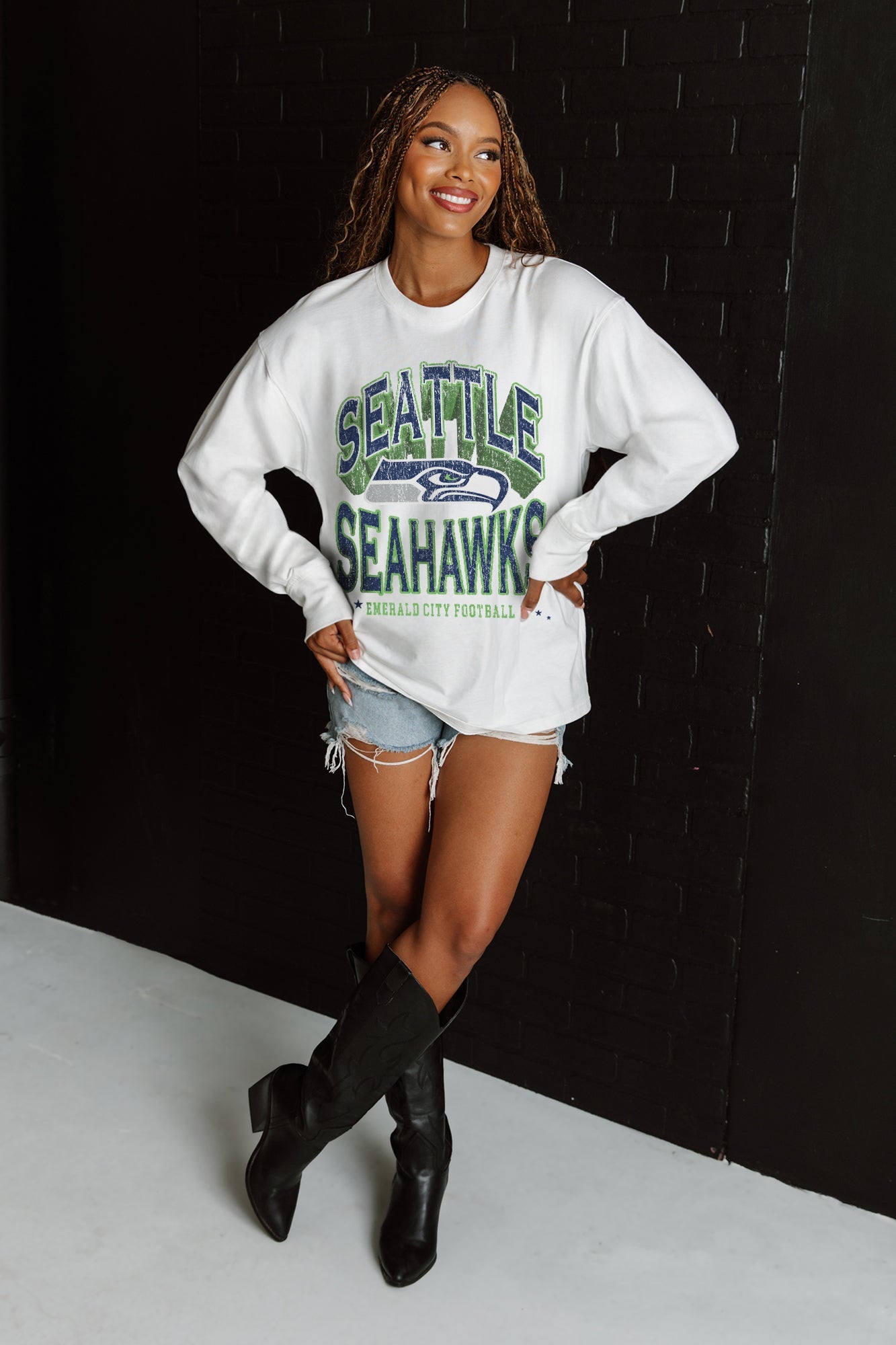 SEATTLE SEAHAWKS TIME OUT OVERSIZED MIDWEIGHT LONG SLEEVE TEE