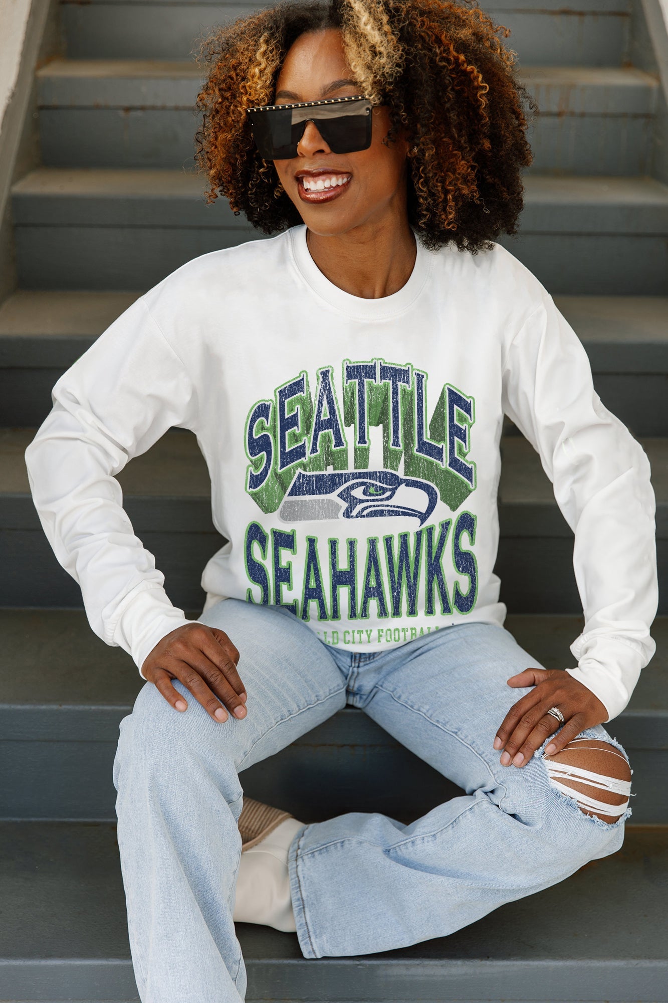 SEATTLE SEAHAWKS TIME OUT OVERSIZED MIDWEIGHT LONG SLEEVE TEE