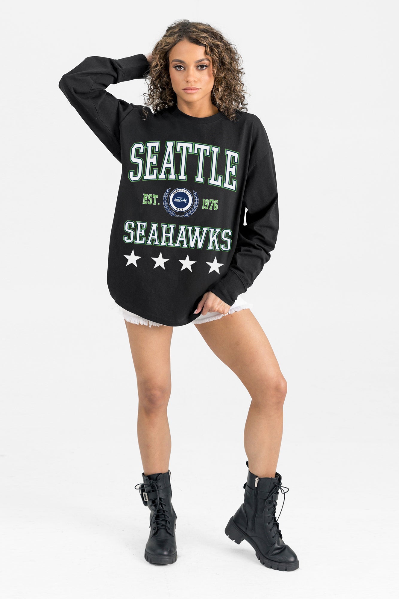 SEATTLE SEAHAWKS EVERYDAY STAR ESSENTIAL RELAXED FIT LONG SLEEVE TEE
