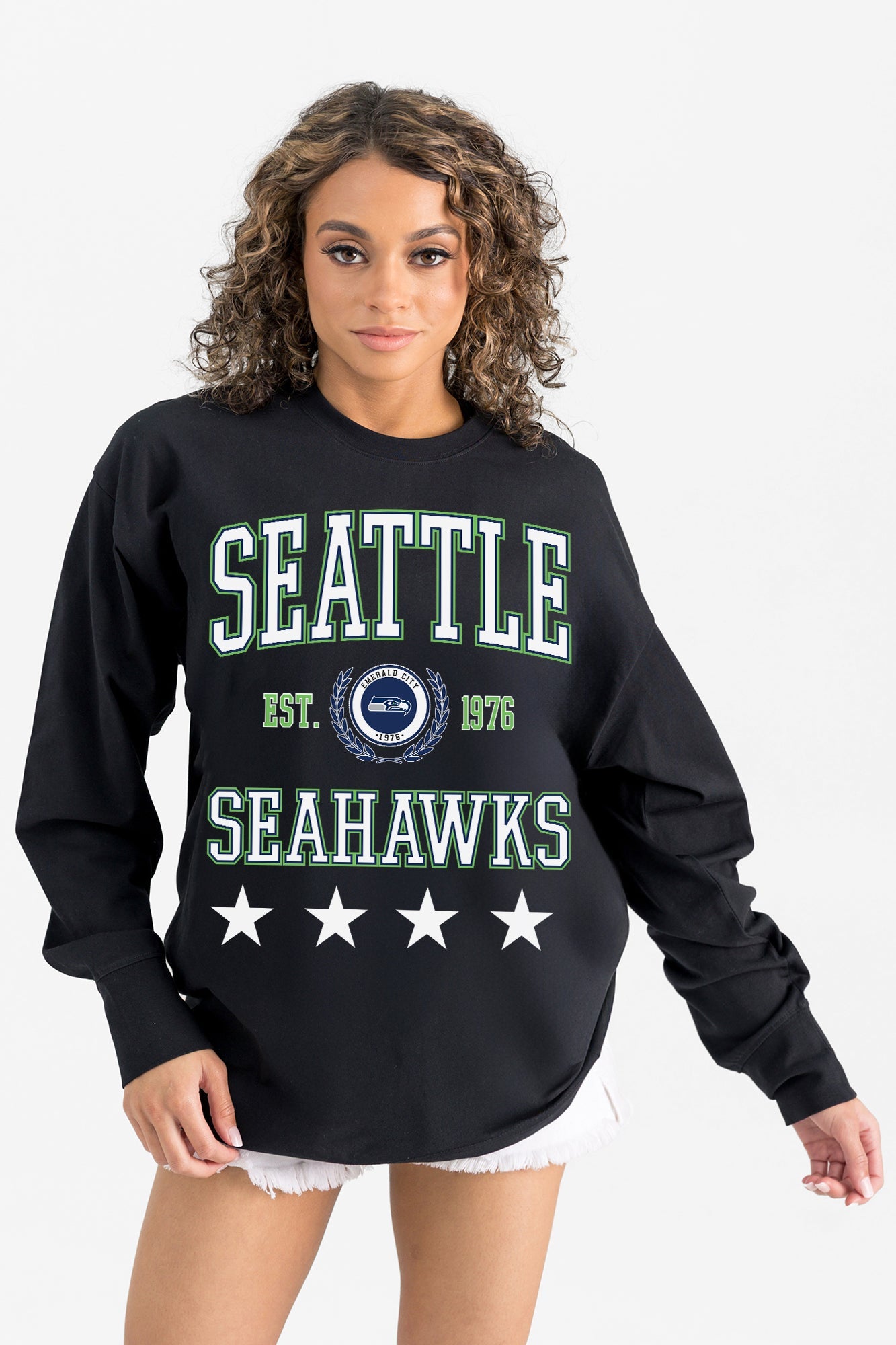 SEATTLE SEAHAWKS EVERYDAY STAR ESSENTIAL RELAXED FIT LONG SLEEVE TEE