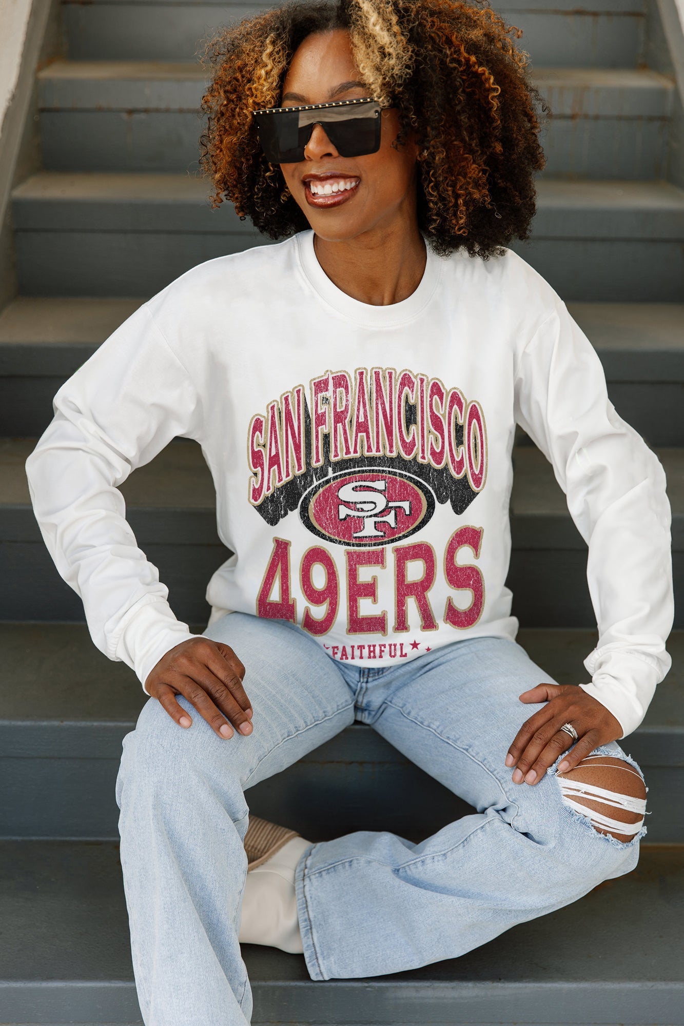 SAN FRANCISCO 49ERS TIME OUT OVERSIZED MIDWEIGHT LONG SLEEVE TEE
