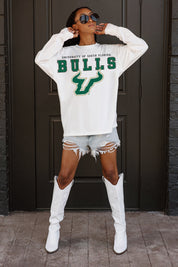 SOUTH FLORIDA BULLS BIG GOALS OVERSIZED LONG SLEEVE TEE WITH RIBBED NECKLINE AND CUFFS