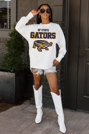 SF STATE GATORS BIG GOALS OVERSIZED LONG SLEEVE TEE WITH RIBBED NECKLINE AND CUFFS